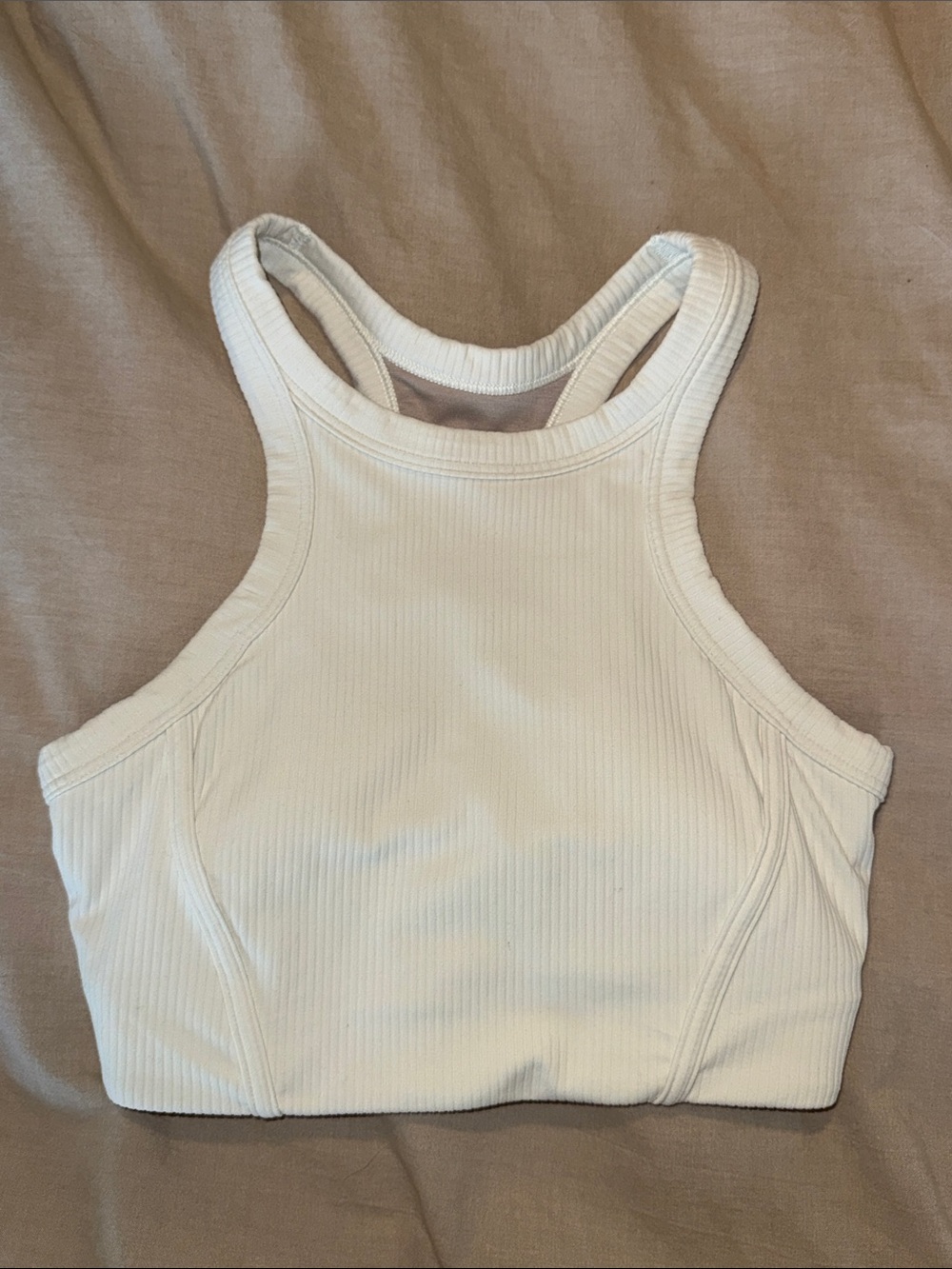Lululemon Ribbed White High-Neck Crop Tank